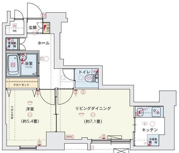 VIDA033(1LDK/1階)の間取り写真