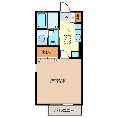 アドバンスエイト(1K/2階)の間取り写真