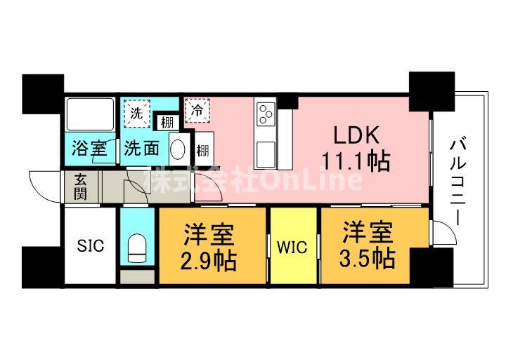 アーバネックス谷町六丁目(2LDK/4階)の間取り写真