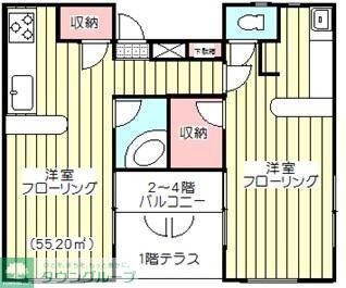 RX川口青木(1LDK/4階)の間取り写真