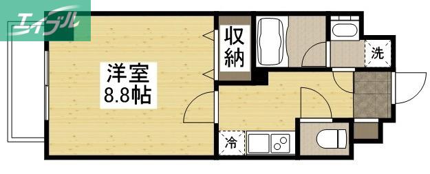 THE MODERN 表町(1K/2階)の間取り写真