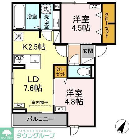 D-ROOM平山(2LDK/3階)の間取り写真