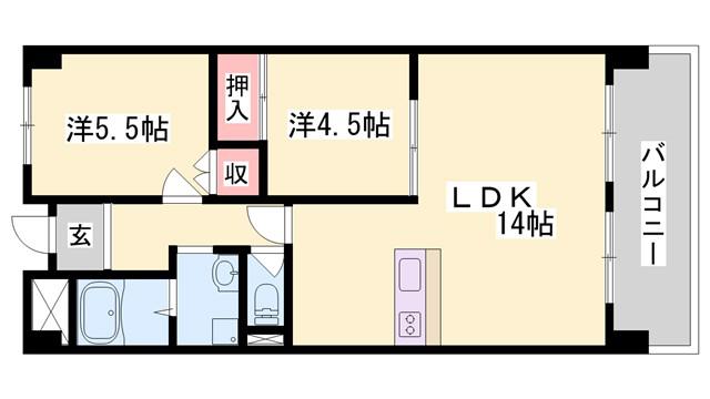 リーベンハイツ(2LDK/4階)の間取り写真