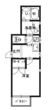 クレセント西代(1K/2階)の間取り写真