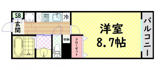 アーバンコンフォート堀江(1K/2階)の間取り写真