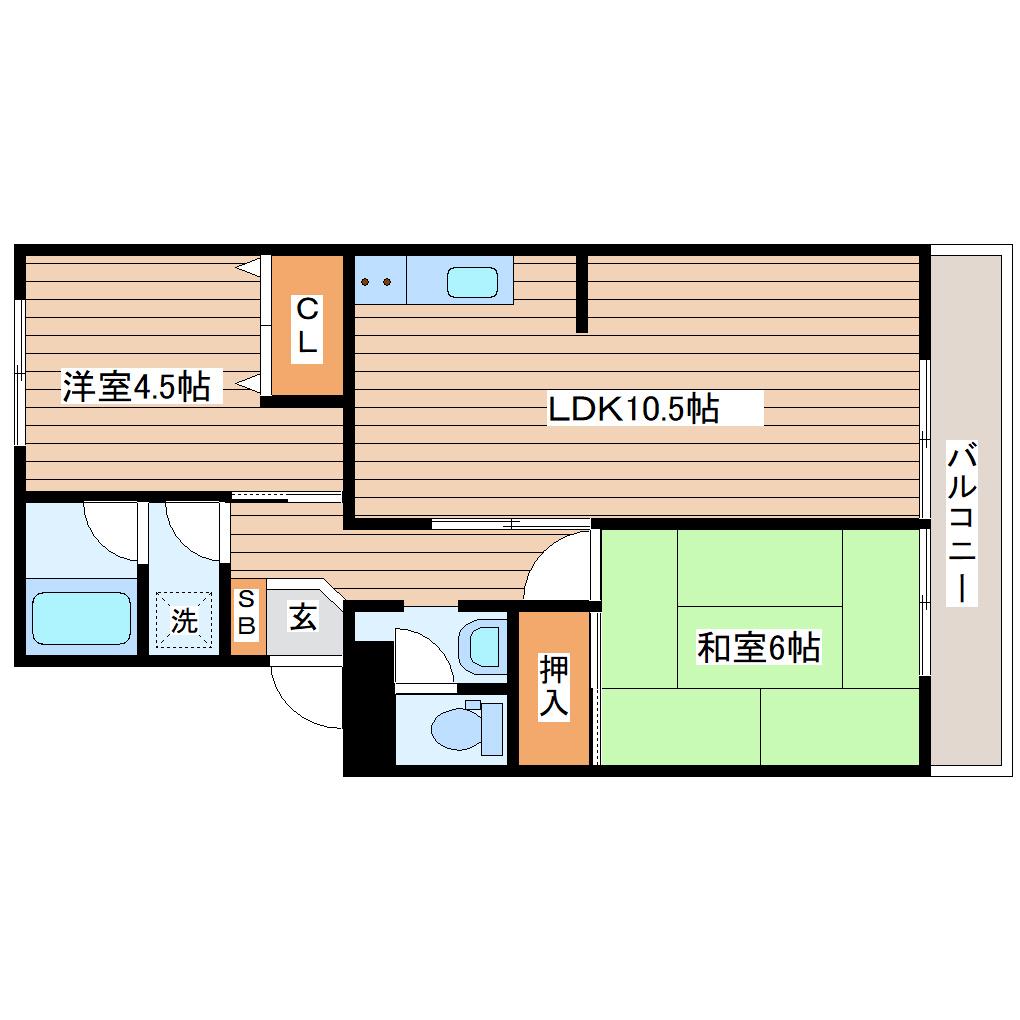メゾンセダール(2LDK/1階)の間取り写真