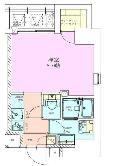 RBM三軒茶屋レジデンス(1K/2階)の間取り写真