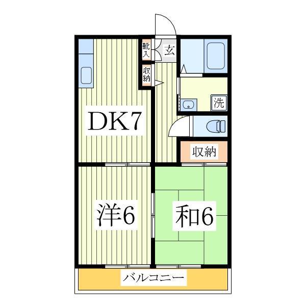 ハイツアキモトB棟(2DK/2階)の間取り写真