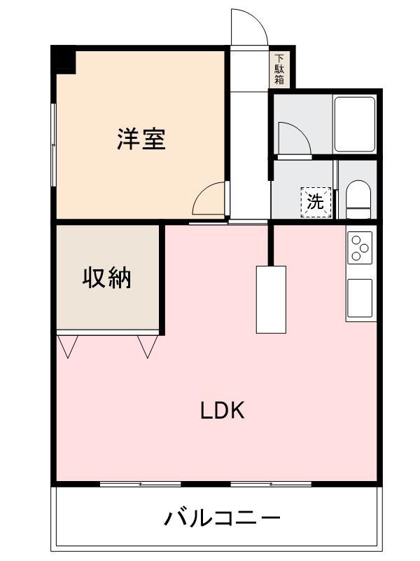 詰田川ハイツ(1LDK/3階)の間取り写真