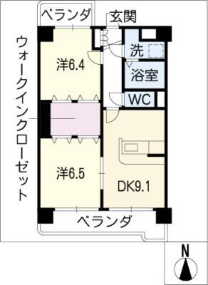 マジェスティ(2DK/5階)の間取り写真