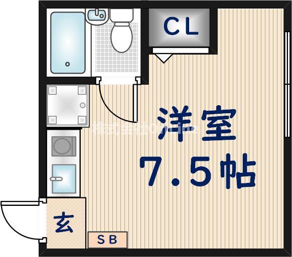 ヴィラ若江(ワンルーム/3階)の間取り写真