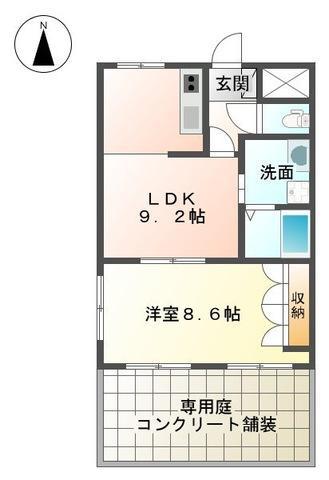 リバーグレイスII(1LDK/1階)の間取り写真