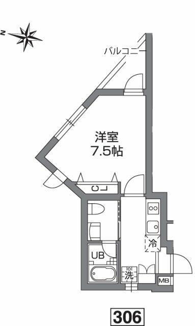 プライムアーバン烏山コート(1K/1階)の間取り写真