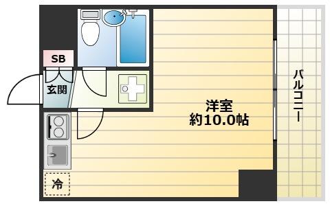 ライオンズマンション三宮(ワンルーム/7階)の間取り写真