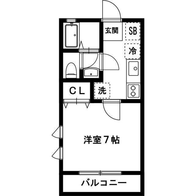 ヴィクトワール中村(1K/2階)の間取り写真
