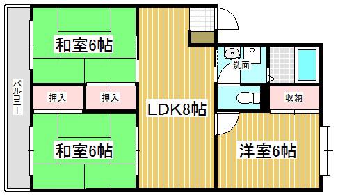 文栄第一ビル(3LDK/3階)の間取り写真