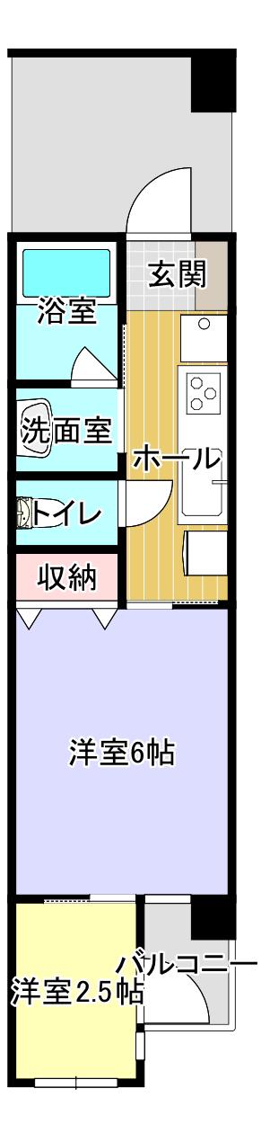 TSK39ビル(1SK/5階)の間取り写真