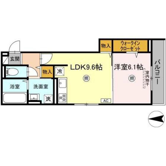 タウン清心(1LDK/3階)の間取り写真