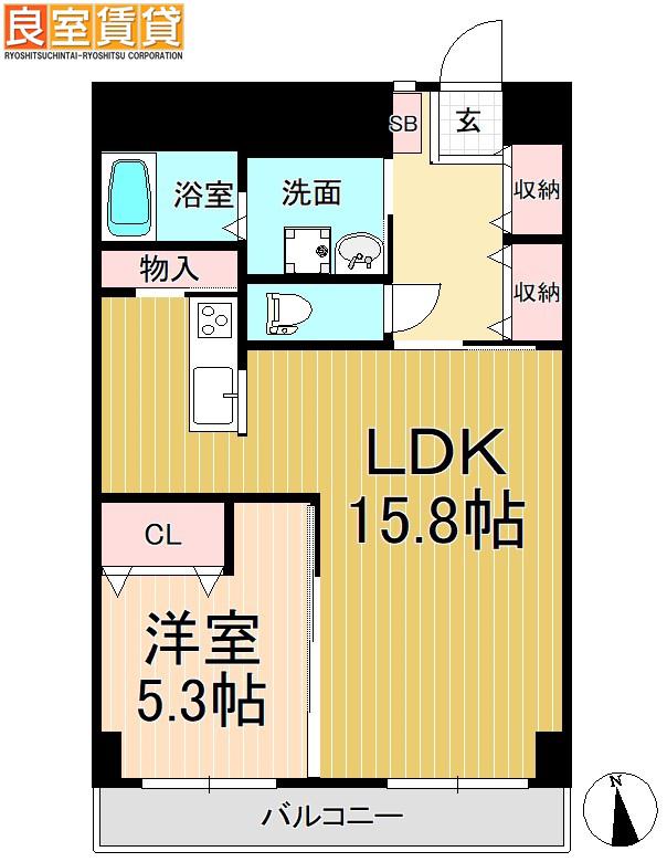 リベルテ鶴舞(1LDK/9階)の間取り写真