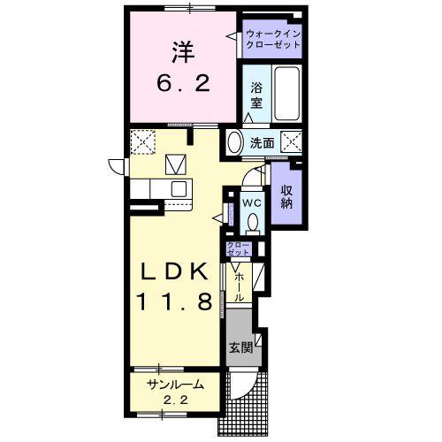 オリーブ.N(1LDK/1階)の間取り写真