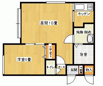 スカイライフ(1LDK/1階)の間取り写真