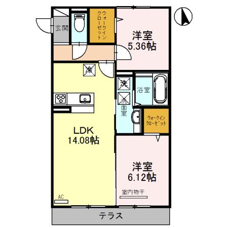 ラヴィベル栗東(2LDK/1階)の間取り写真