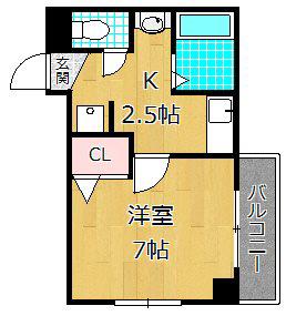 Mプラザ香里参番館(1K/8階)の間取り写真