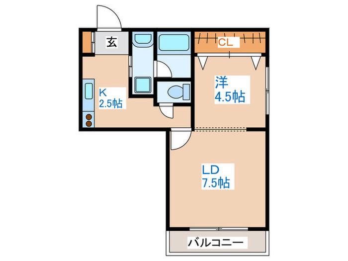 ウエストビレッジ23(1LDK/4階)の間取り写真