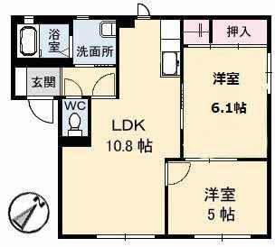 コスモタウン森岡II A棟(2LDK/1階)の間取り写真