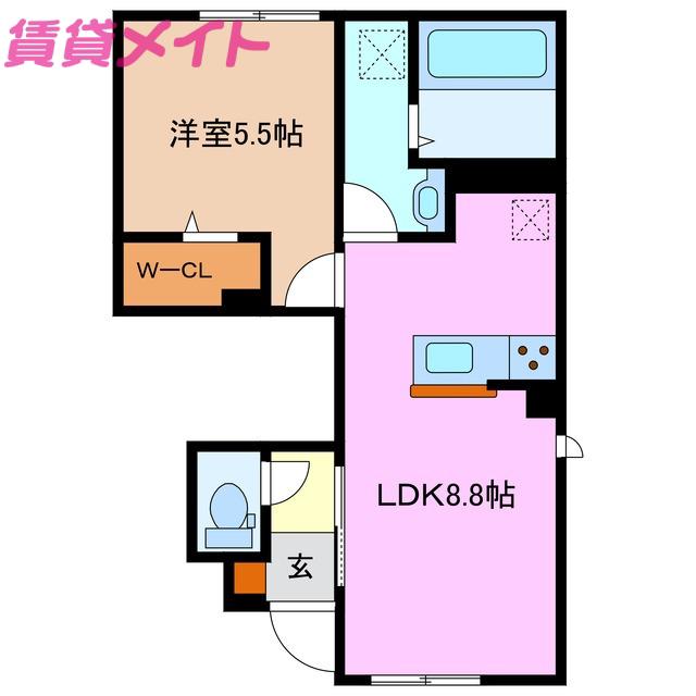 ユアメゾン西富田(1LDK/1階)の間取り写真