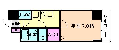 ブランシエスタ加島(1K/6階)の間取り写真