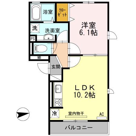 プランドールー入間町3丁目-(1LDK/3階)の間取り写真