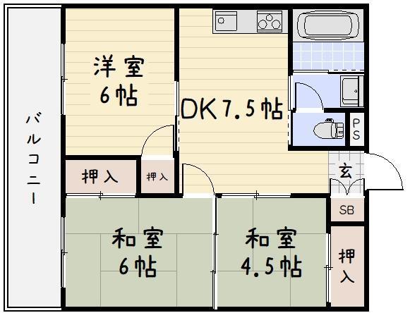 プランドール西小倉駅前(3DK/5階)の間取り写真