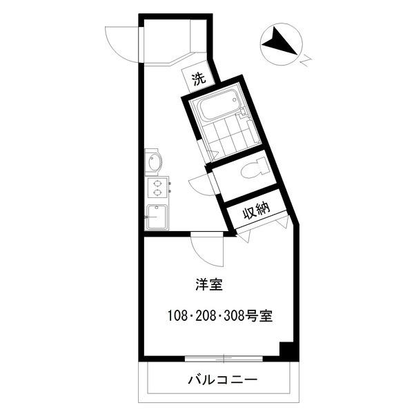 グリーンリーフ錦が丘(1K/3階)の間取り写真