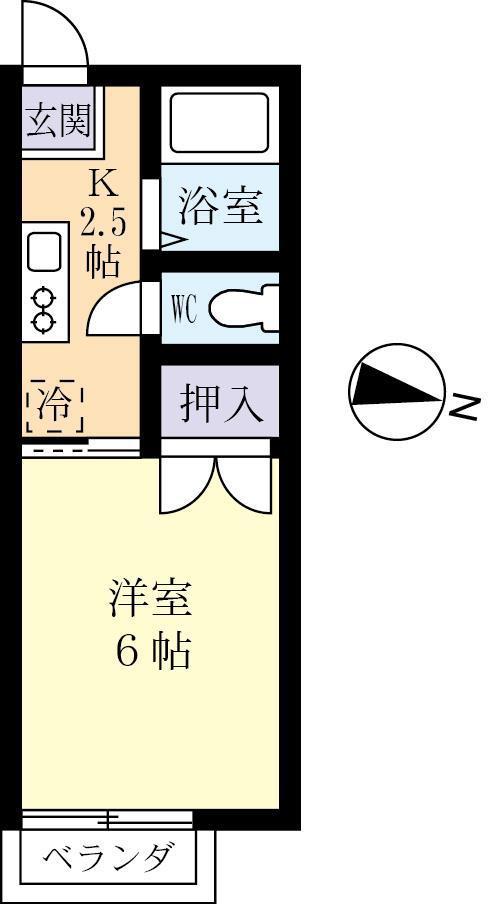 グリーンハイツ春日 B(1K/1階)の間取り写真