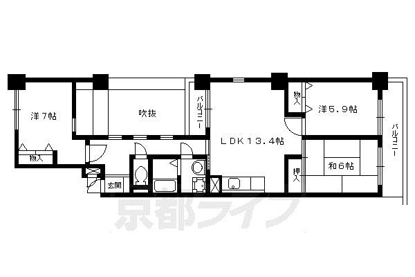 せんぼん有彩館(3LDK/3階)の間取り写真