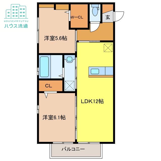 ソレイユ宿(2LDK/2階)の間取り写真