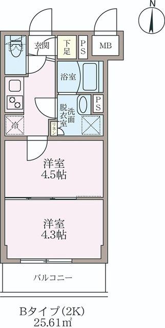 ラヴィエール住吉駅前(2K/3階)の間取り写真