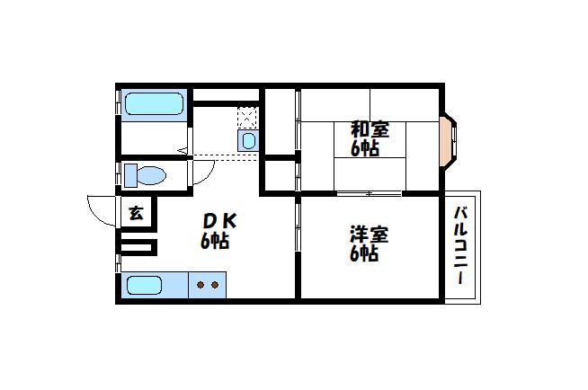 ヴィラ・エクセル B(2DK/2階)の間取り写真