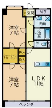 エクセレンテシャルム(2LDK/1階)の間取り写真