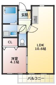 メッセージ(1LDK/2階)の間取り写真