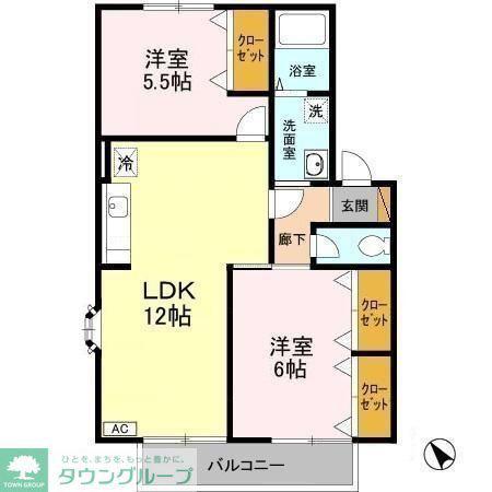 メゾン・ボナールF(2LDK/2階)の間取り写真
