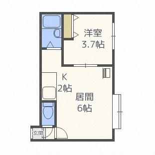 クリエイト旭町IV(1DK/2階)の間取り写真
