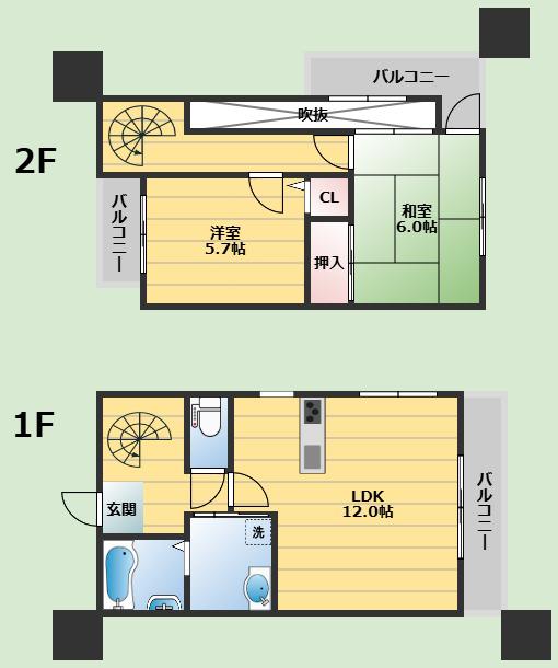 アヴァンス池田(2LDK/2階)の間取り写真