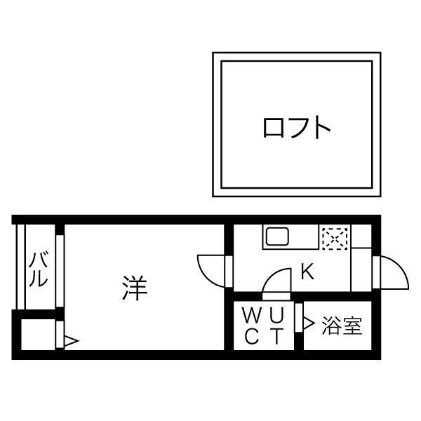 フロール尾頭橋(1K/1階)の間取り写真