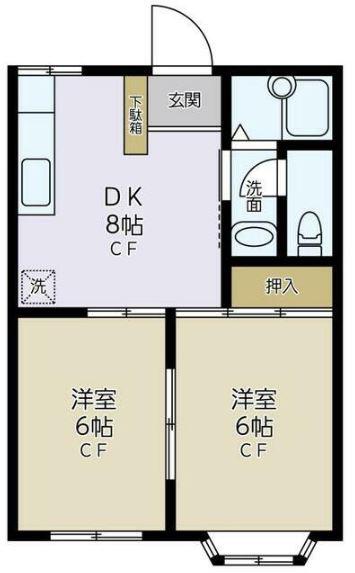 エクセレント日野(2DK/1階)の間取り写真