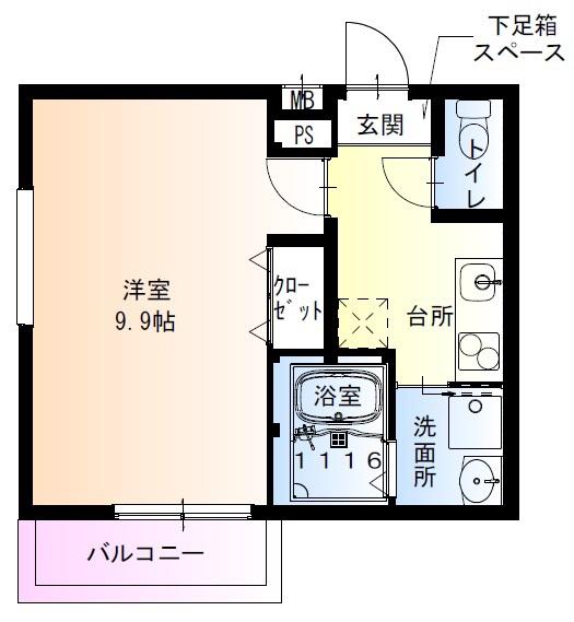 フジパレス杉本町駅西VI番館(1K/2階)の間取り写真