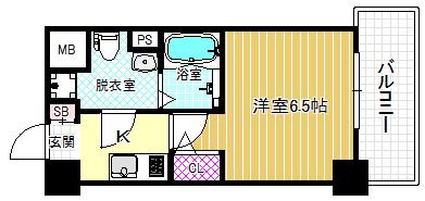 エスリード福島駅前第2(1K/8階)の間取り写真