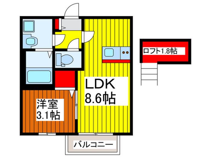 SAZAN-CASTLE(1LDK/3階)の間取り写真