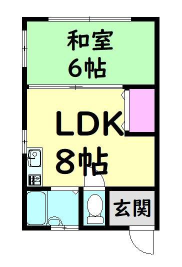 大森マンション(1LDK/2階)の間取り写真